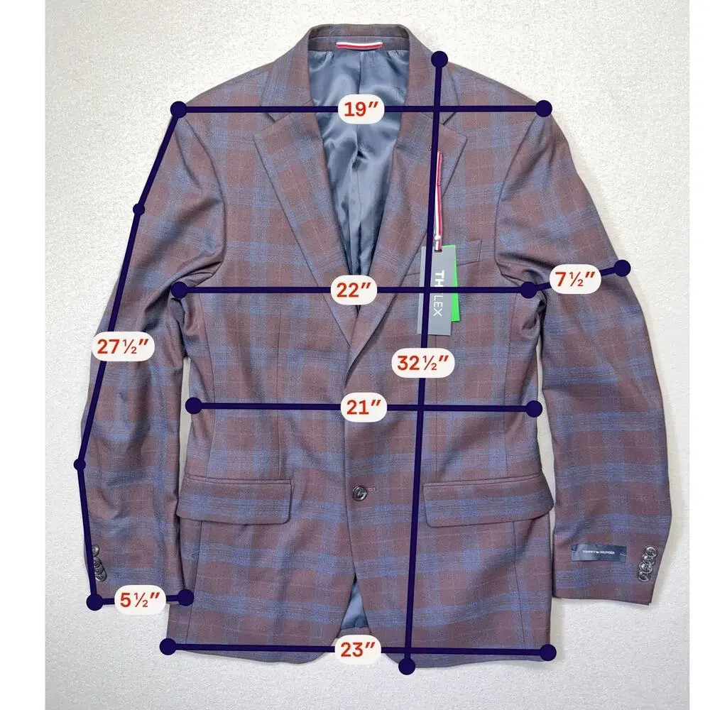 Tommy Hilfiger Men's Modern-Fit plaid Sport Coat - burgundy/blue 42L $295